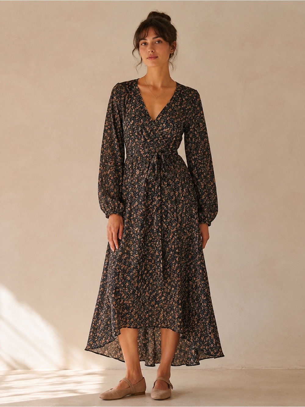 Christy Dawn Bergen Floral Wrap Maxi Dress Regenerative Cotton Large